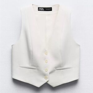 Zara White Buttoned Vest